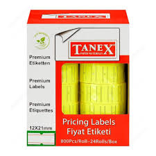 Etiket Tanex Motex 12x21 Sarı 24x800 Adet
